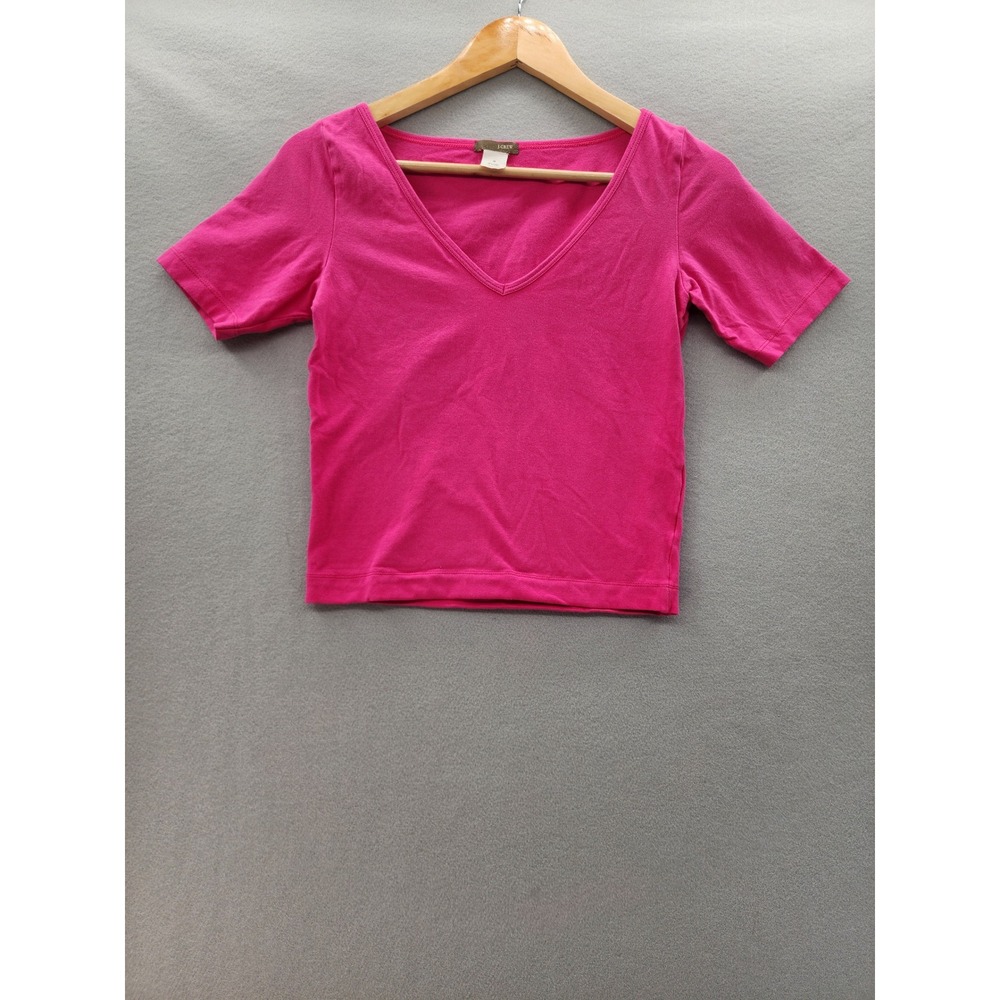 J.Crew Womens Pink V-Neck Short Sleeve Cotton Blend T-Shirt‎ Top Size Medium M